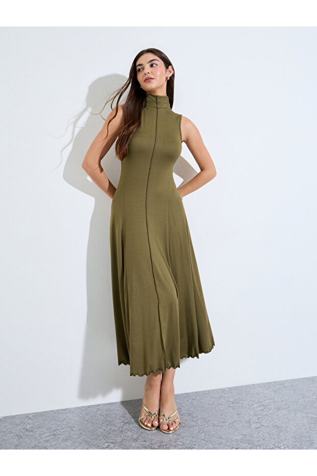 Green Sleeveless A-Line Maxi Dress