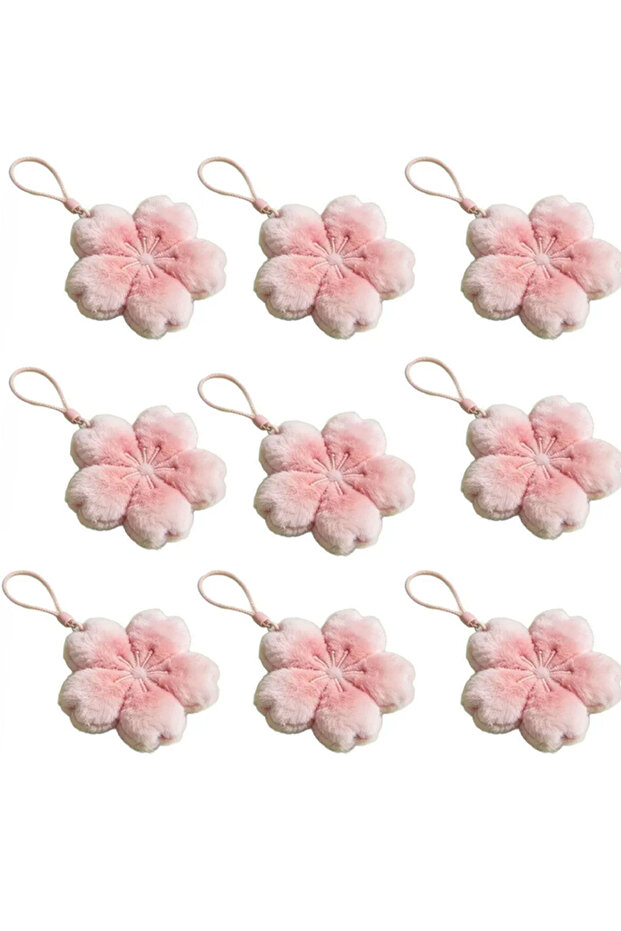 10PCS 2026 Pendant Small Accessories Girl Cherry Blossom Healing Plush Pendant Keychain