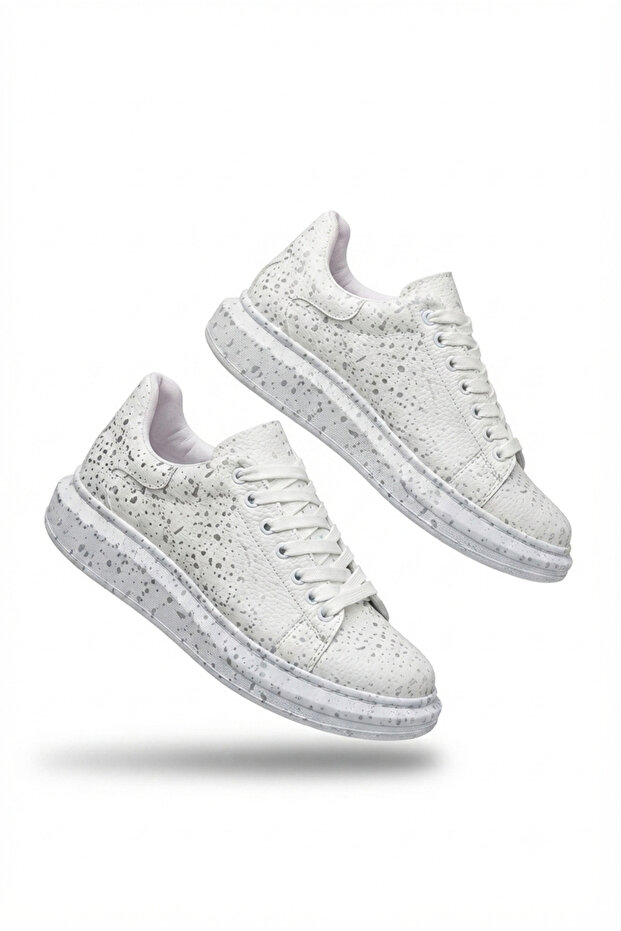Zrk-Xb500 High Quality White Silver Lace-Up Men's Sneaker