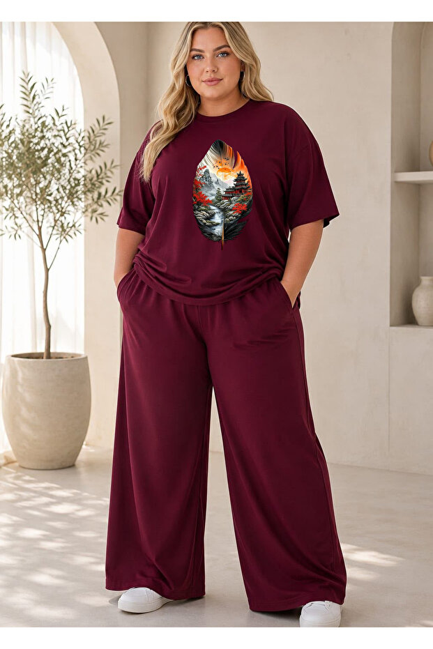 Women's Plus Size Premium Oversize Cotton 2-Piece Tracksuit Set Casual Comfortable Streetwear