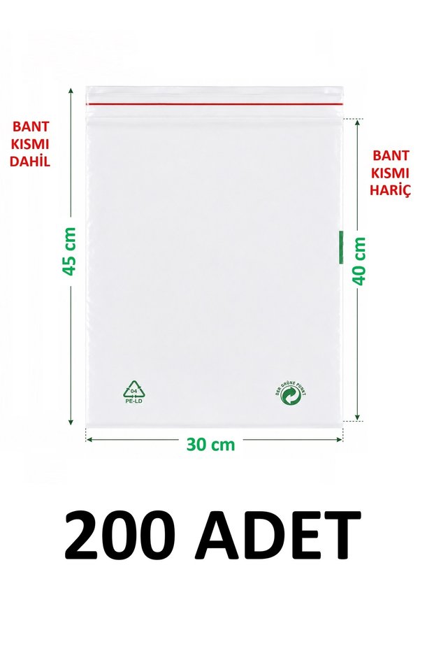 30X40+5 cm Transparent Green Recyclable Adhesive Nylon Bag 30X45 Green Recyclable Bag 200 Pieces