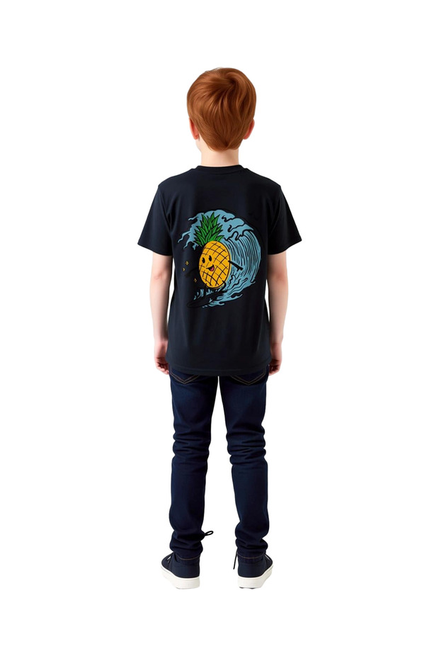 Kids' T-Shirt Surfing Pineapple Print Relaxed Fit Short Sleeve Round Neck Casual Wear Modern Stylish
