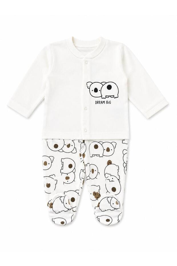 Unisex Baby Koala Printed Booties Set 100% Cotton Long Sleeve 2-Piece Set 0-9 Months