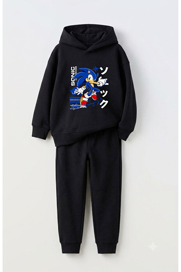 Sonic Printed Premium Sweatshirt & Sweatpants Set for Kids - 2 Piece Sports Set