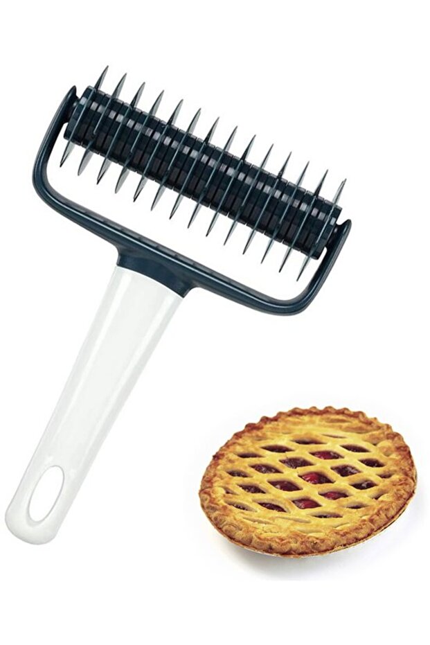 Dough grid roller, embossing tool, suitable for pizza bread, white.