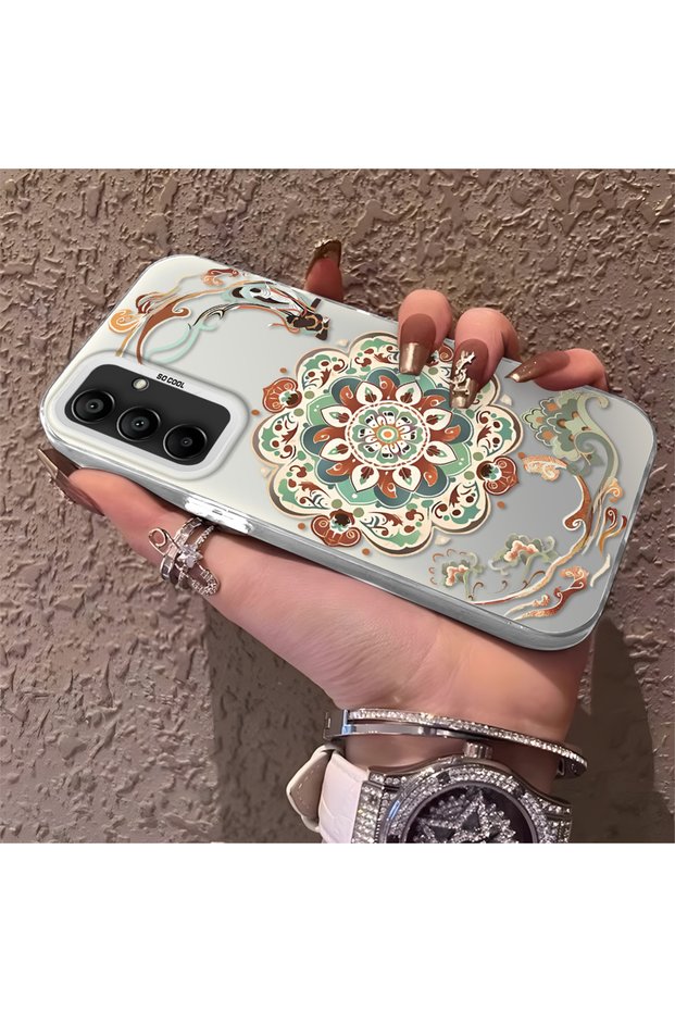 Samsung Galaxy A15 4G/5G Compatible Traditional Dunhuang Motif Silicone Phone Case, Shockproof