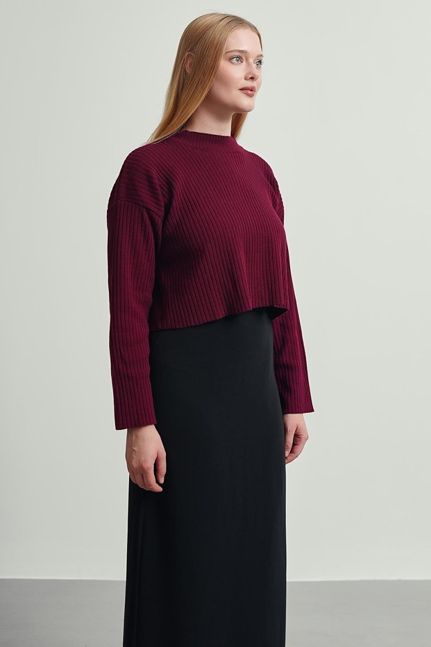 Women's Ribbed Oversize Cut Winter Knitwear Crop Sweater Glc1110