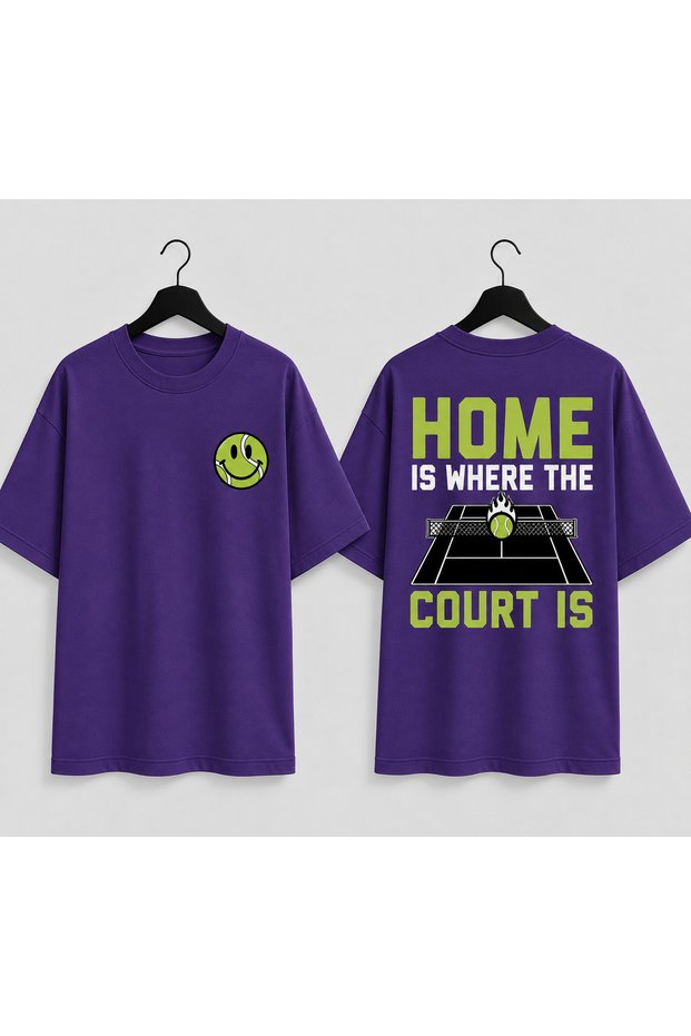 Unisex Oversize Tennis Printed T-Shirt 100% Cotton Tennis Themed Comfortable Fit Short Sleeve T-Shirt