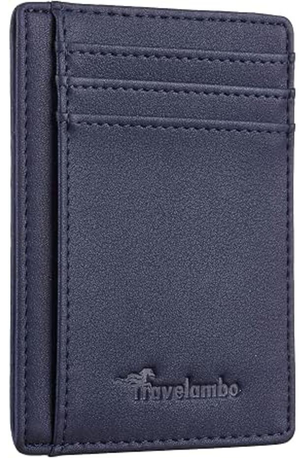 Front Pocket Minimalist Leather Slim Wallet RFID Blocking Medium Size