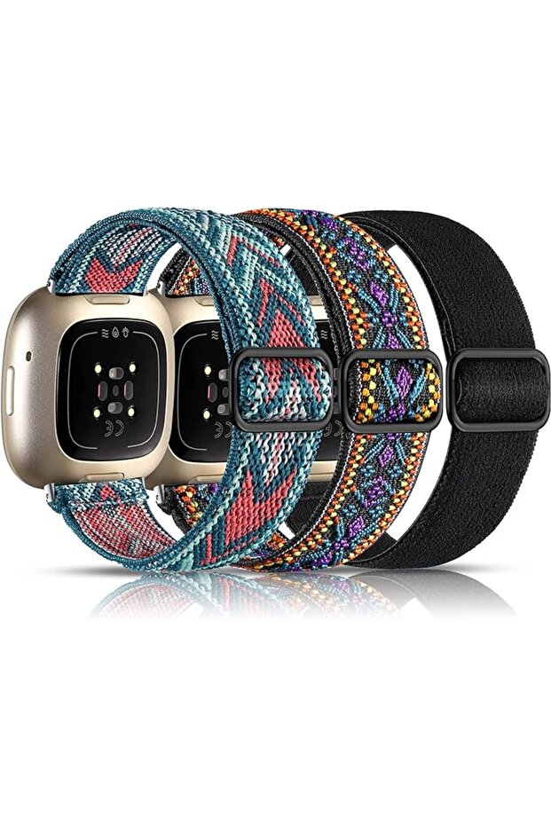أحزمة مرنة متوافقة مع Fitbit Versa 3 / Fitbit Sense، أحزمة بديلة قابلة للتعديل من النايلون