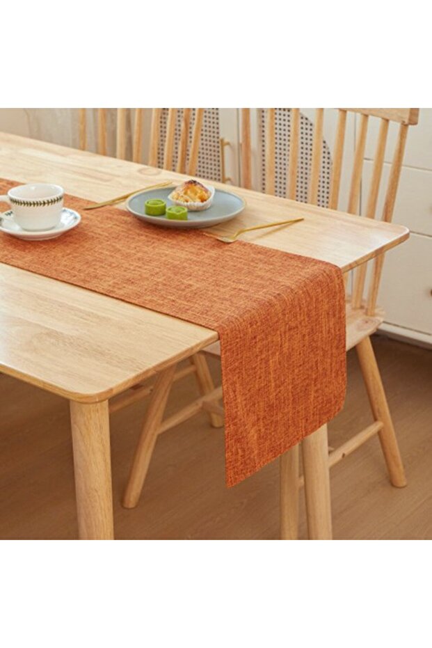 Home linen table runner, 30x180 cm, exquisite handmade coffee table runner - orange