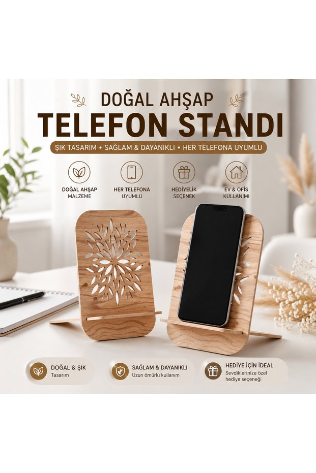 Natural Wooden Phone Stand Decorative Phone Holder Gift Item Stylish Design