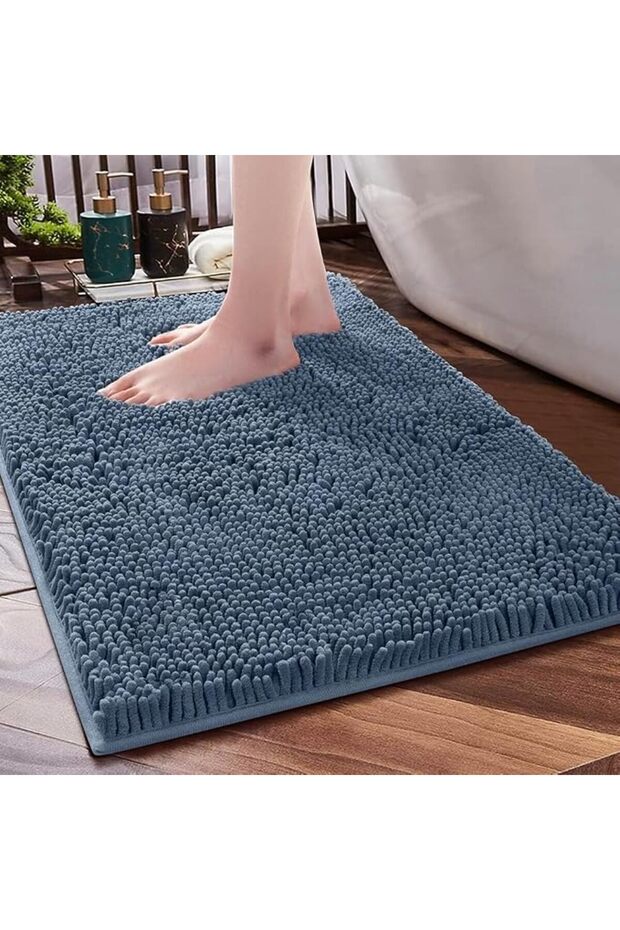 Bath Rug Mat, Thick Soft Absorbent Chenille, Quick Dry Microfiber Mats, Rubber Backing Machine Washa