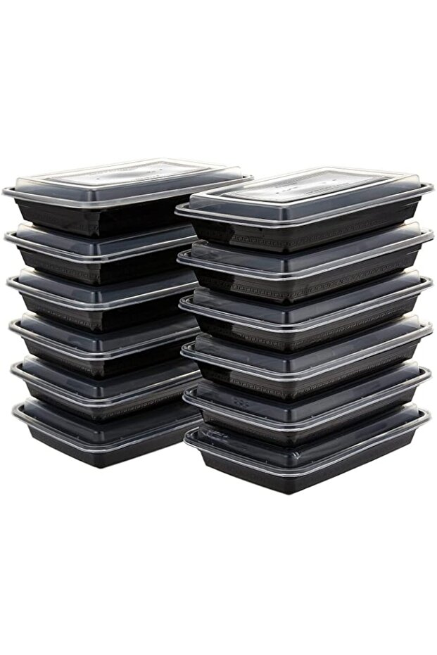 Packing 12 Pieces Disposable Microwave Container Rectangular - 1 Compartment
