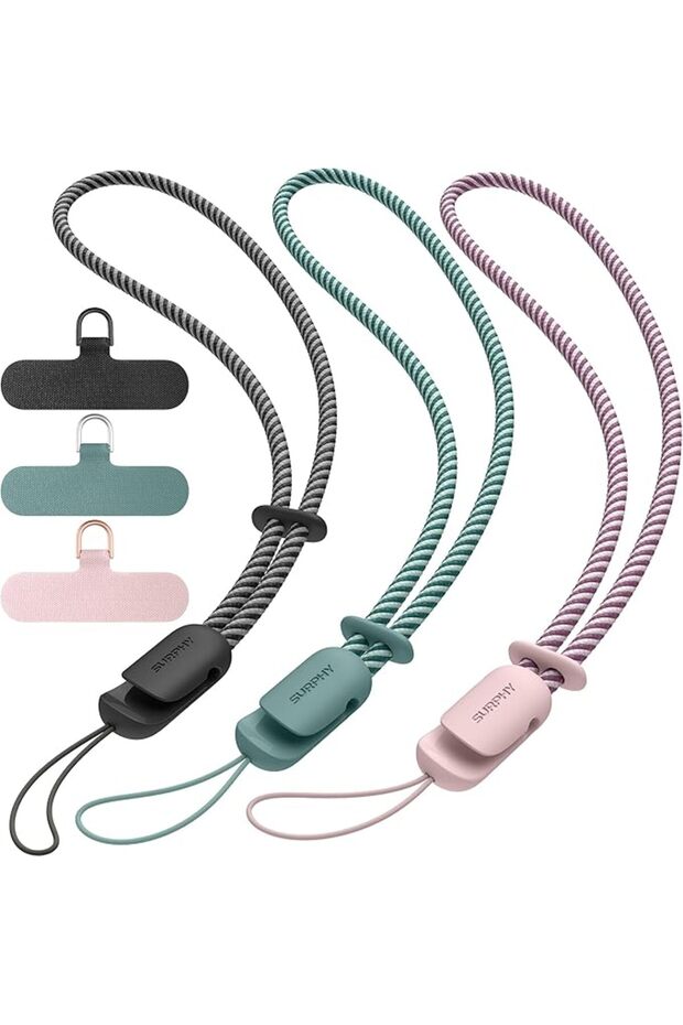 3 Pack Phone Strap with CellPhone Tether Tab, Phone Lanyard, CellPhone Wrist Strap with 2-Col