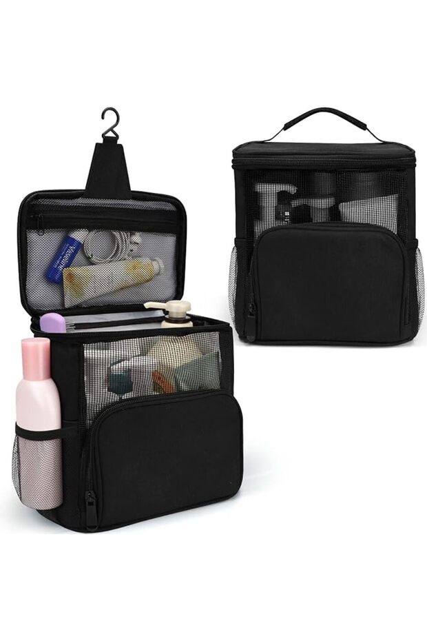 Shower Mesh Caddy Bag, Large Capacity Hanging Toiletry Organizer with Separate Compartments