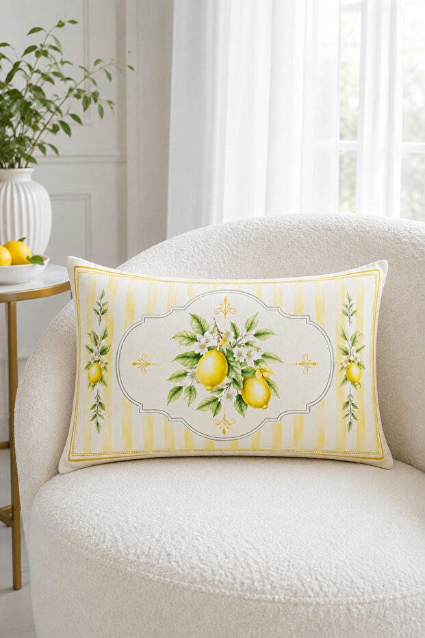 Pastel Yellow Lemon 2-Piece Throw Pillow Cover 35X55 cm
