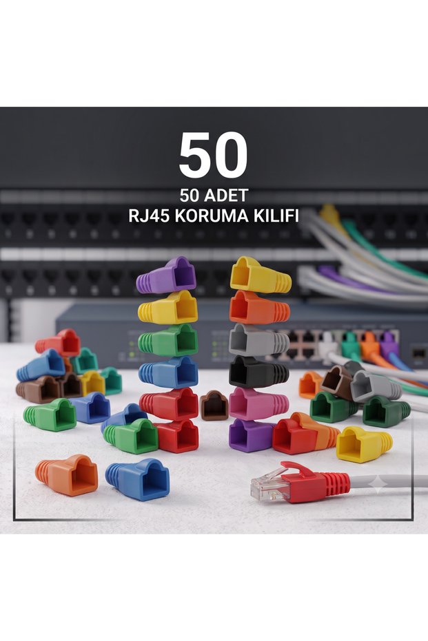 Rj45 Cat5/Cat6/Cat7 Colorful Connector Protection Sleeve (50 Pieces)