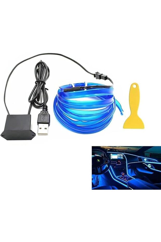 شريط إضاءة LED داخلي للسيارة، أضواء نيون تعمل بالطاقة عبر USB بطول 5 أمتار، طقم إضاءة محيطية RGB مع M