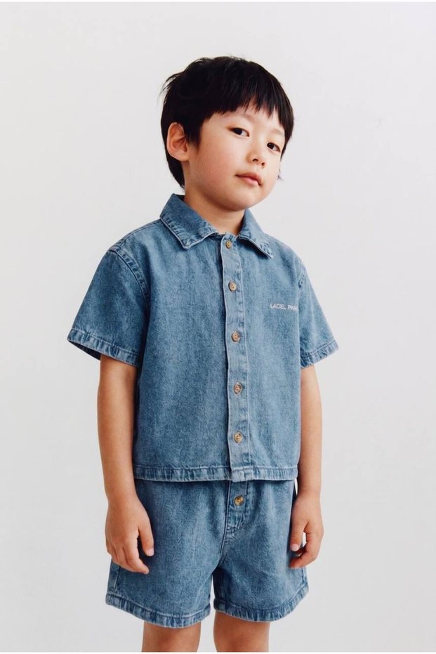 Children's Denim Shirt and Shorts Set