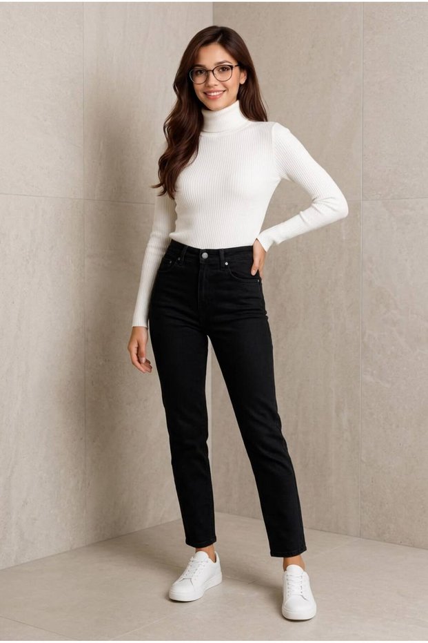 Tpc Women's Mom Jean Lycra Jeans Black New Season-1