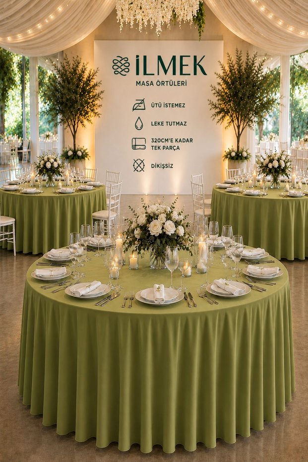 Stress-Free Round Tablecloth 280-300-320 cm Wide Seamless Wedding Event Organization Hotel Restaurant