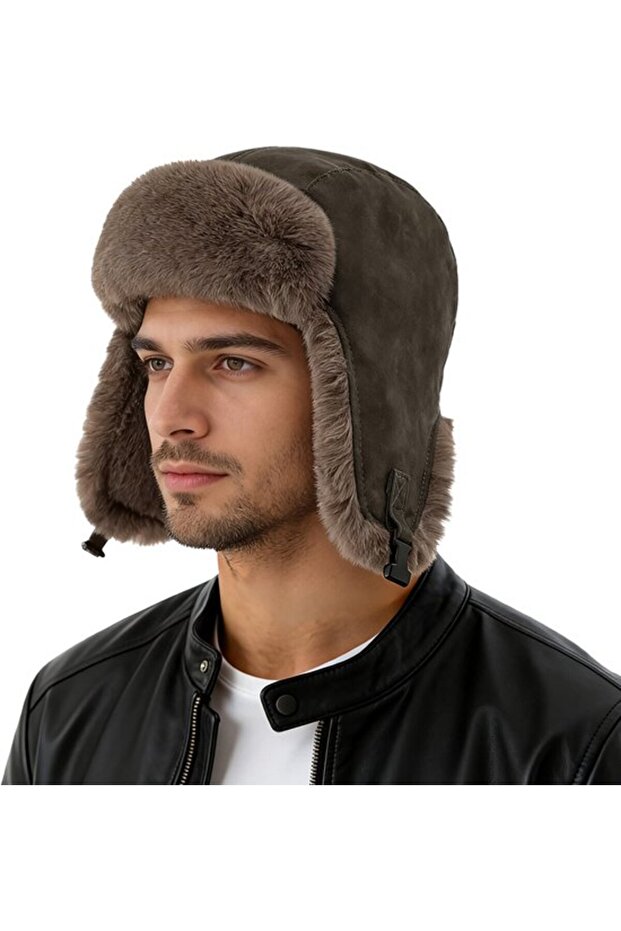 Unisex Pilot-Style Winter Hat - With Earflaps Windproof Suitable for Cycling and Walking Thickened Head Circumference 54-63 cm