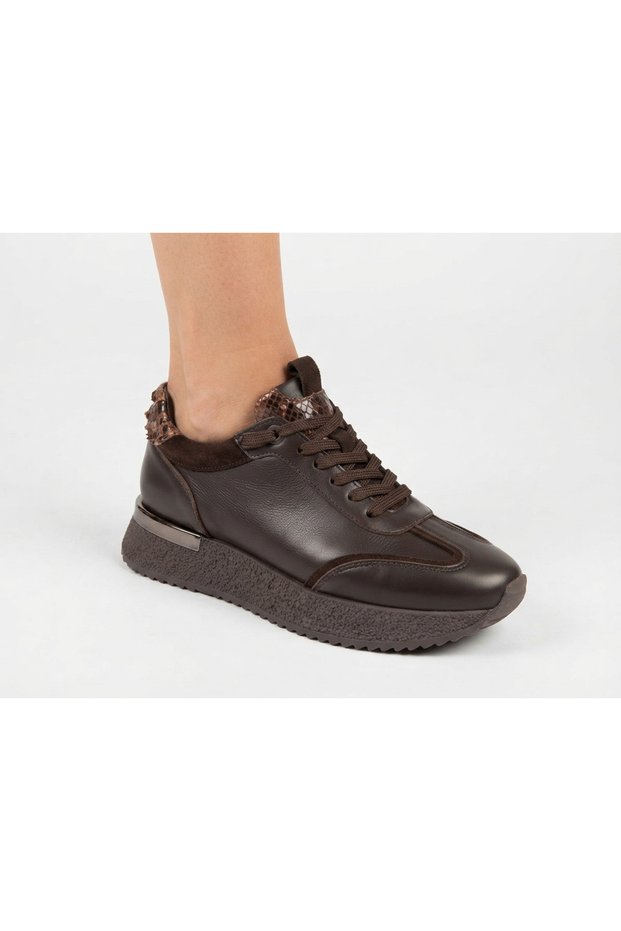 Genuine Leather Lace-Up Sneaker Sports Women's Shoes