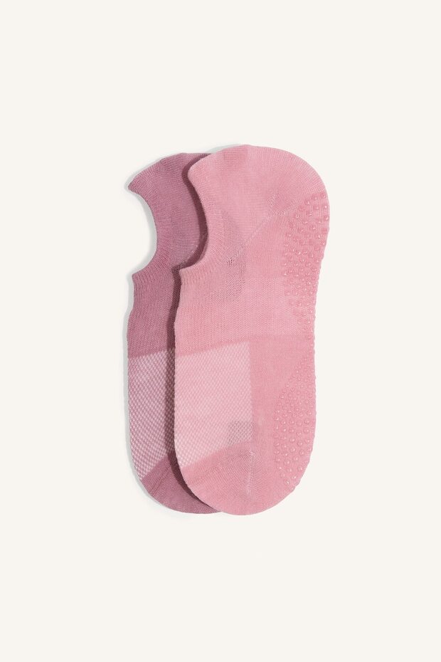 Women's Non-Slip Sole 2-Piece Cotton Pilates Socks I1287Axns