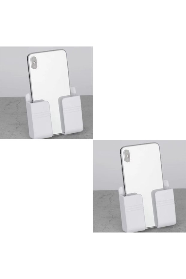 2pcs White 1-4Pcs Wall Mounted Storage Device Phone Charging And Remote Control Holder With Holes Su