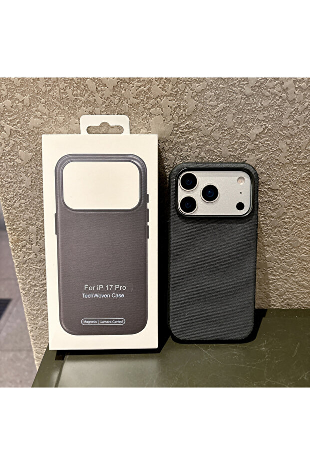 iPhone17 black Technology Cloth Magnetic Suction Cover Anti-fall with AI Button Animation for iPhone