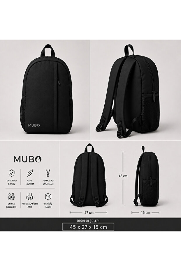 Black Waterproof Everyday Backpack