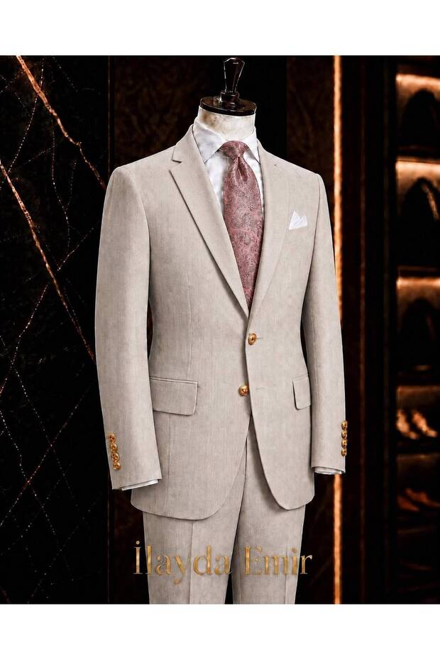 Men's Suit Slim Fit Pinstripe Classic Groom Suit Jacket Pants