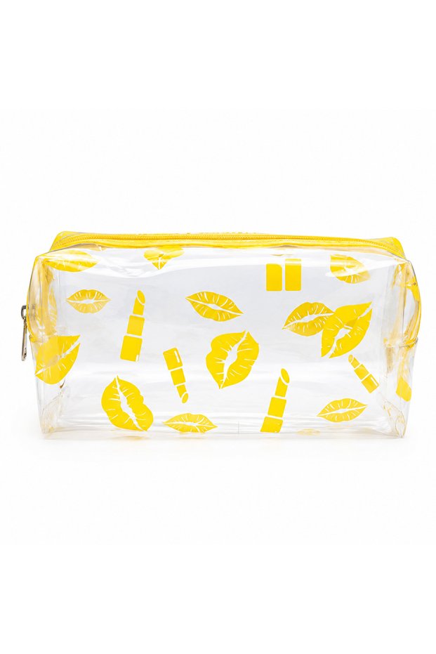 Transparent Makeup Bag with Lip Pattern Cosmetic and Organizer Bag