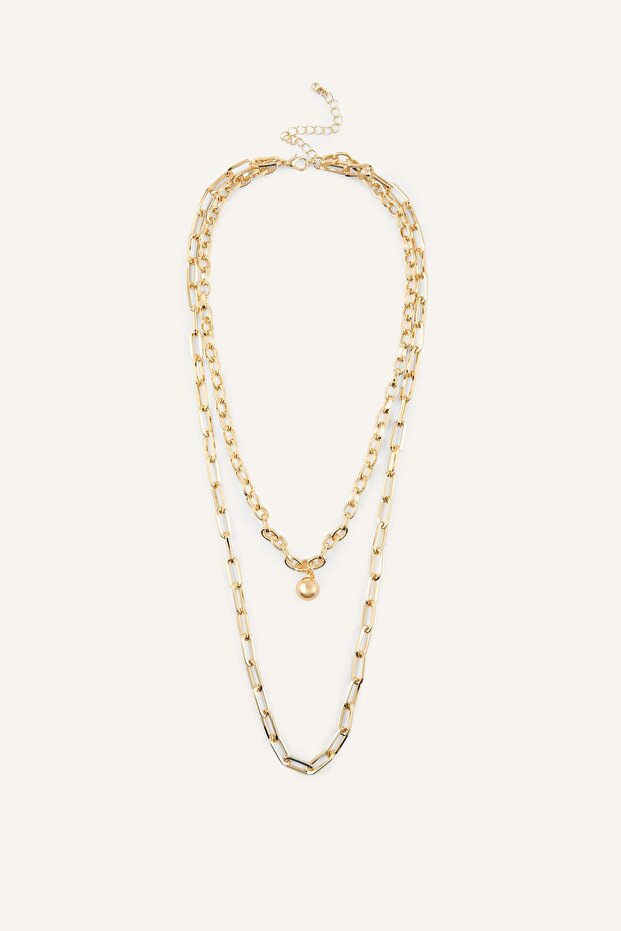 Women's Chain Detailed Double Necklace I1410Axns