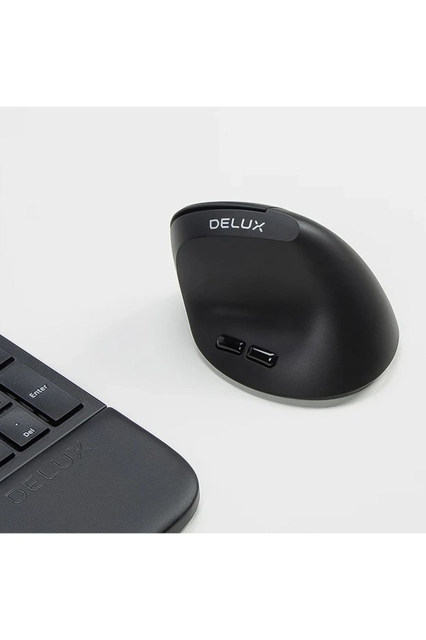 Mouse wireless 2.4G vertical pentru computer SILENT negru