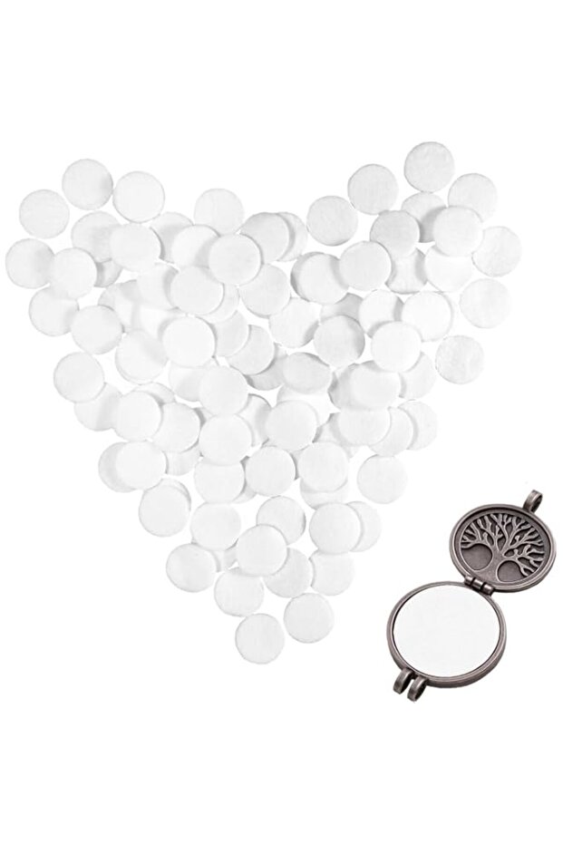 100 Pcs Round Aromatherapy Pads, White Essential Oil Refill Pads Replacement for Diffuser Necklace, Humidifier, Home & Car Use (0.88in/2.25cm)