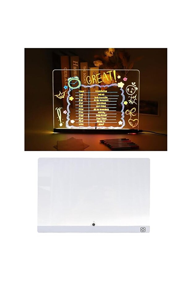 LED Light-Up Whiteboard, 12"x8", Acrylic Memo Board with One-Touch Light Switch & Stand, Glow Dry Erase Message Board for Office/Home (Large)