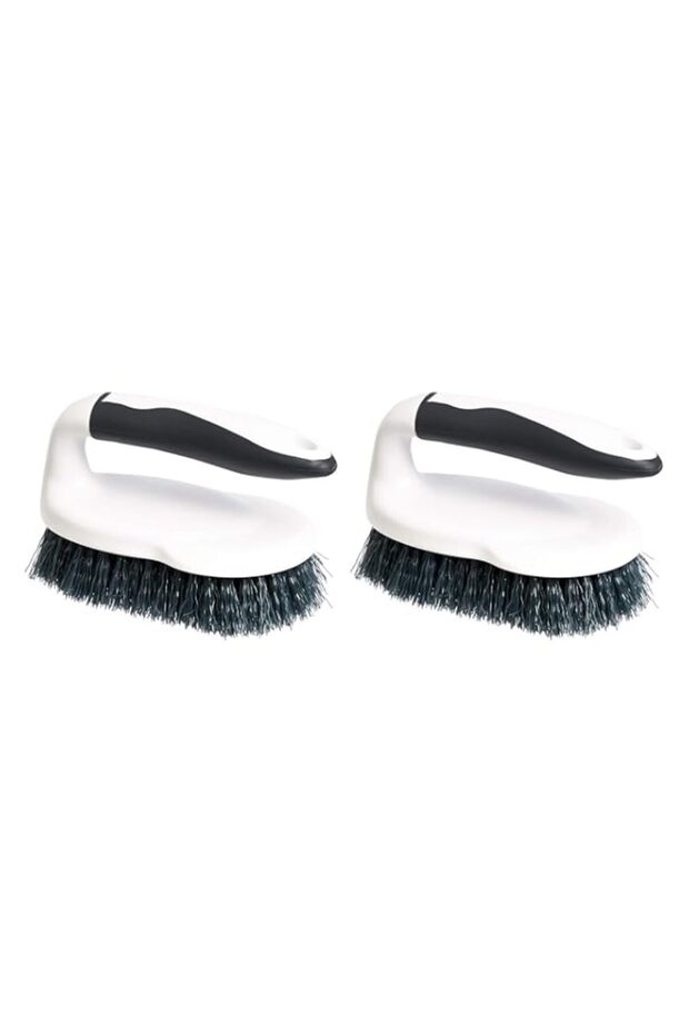 Basics All Purpose Rectangular Scrub Brush, 2-pack, White & Black (Previously AmazonCommercial brand)