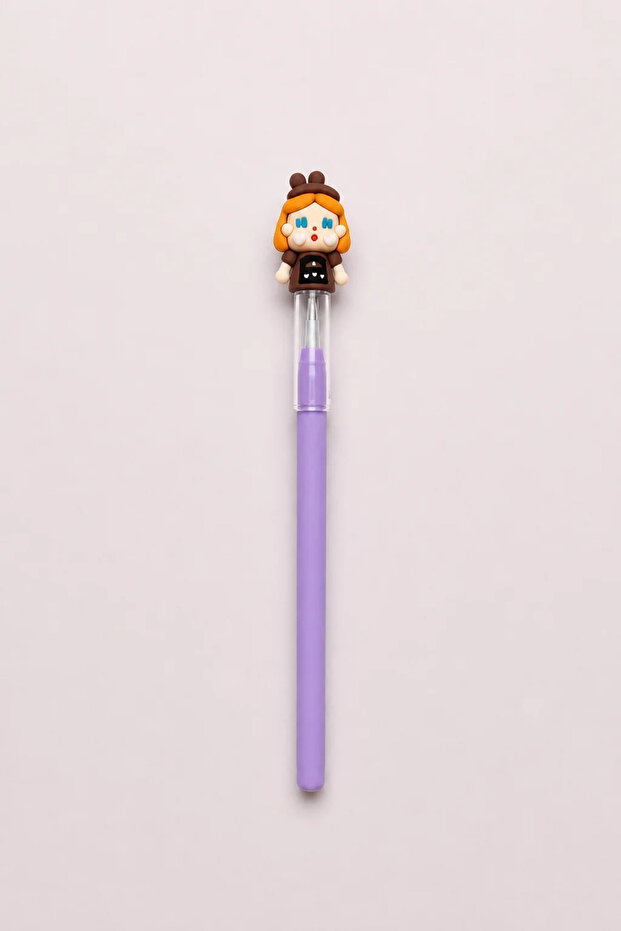 Taros Girl Figured Ballpoint Pen | Decorative Writing Pen with Toy Figure Brown 1 Piece