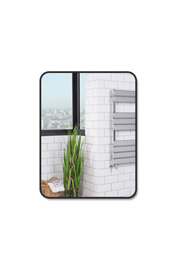 مراية برواز لون اسود ألمنيوم لدورة المياه Bathroom Mirror Black Frame Size 60x80cm