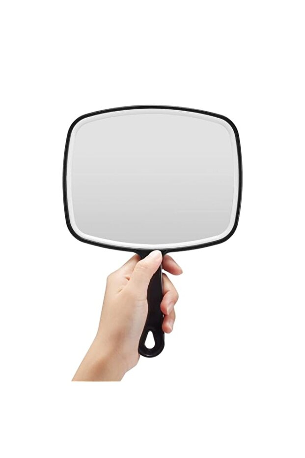 Hand Mirror, Black Handheld Mirror with Handle for Makeup, Hairdressing (16 x 24 Cm)