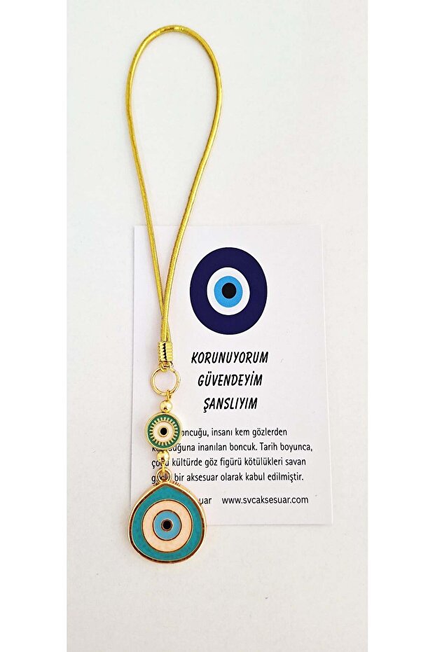 Gift-Ornament with Evil Eye Beads, Drop Model Rear View Mirror Ornament - Water Green