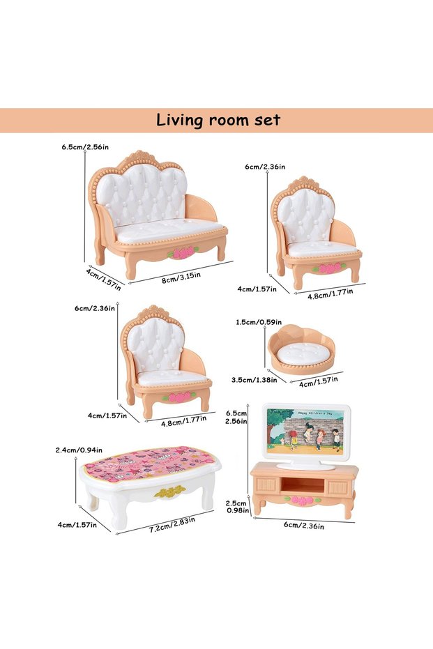 Living Room Miniature Dollhouse Furniture Kitchen Living Room Bedroom Bathroom Doll House Furniture