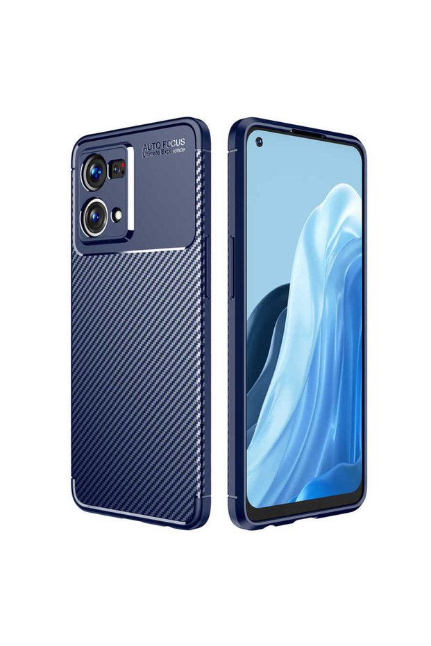 Oppo Reno 7 4g Case Carbon Look Silicone with Camera Protection Ultimate Protection Gcmp