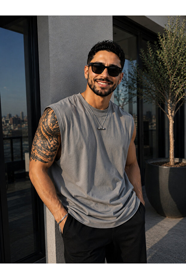 Men's Zero Sleeve Plain Combed Cotton 100% Cotton Comfortable Fit T-Shirt