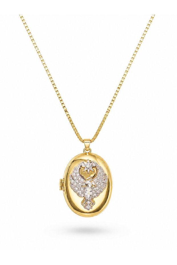 316L Steel Gold Color Chain Zircon Stone Phoenix Embroidered Open Model Women's Necklace