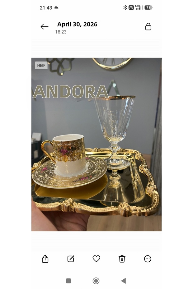 Pora Sofi̇a 6-Piece Crystal Gold Coffee Side Water Glass Set Simple 6-Piece