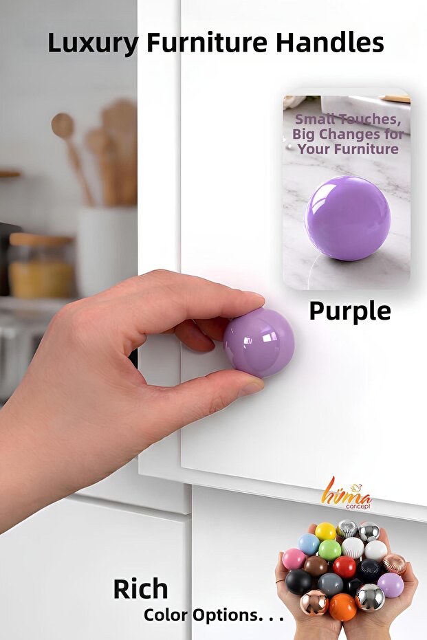 Hard Plastic Button Round Ball Lilac Cabinet Furniture Kitchen Cupboard Drawer Handle Knob Handles