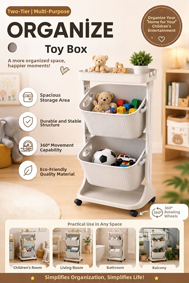 2-Tier Multi-Purpose Toy Box Organizer Shelf Potato Holder Onion Holder Organizer